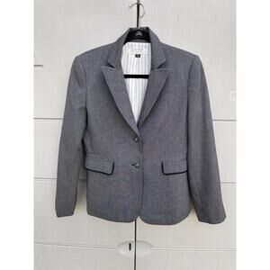 Tahari Arthur S Levine Blazer Fitted Gray Black Stitch Accents Sz 6P Corpcore